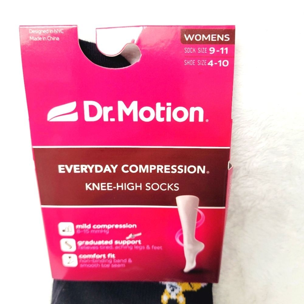 Dr Motion Cozy Dogs Mild Compression Everyday Knee Socks Size 9-11 Shoe 4-10 New - Picture 3 of 5